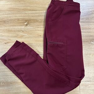 Figs Technical Collection Burgundy/Maroon Joggers Scrub Pants Women's XS